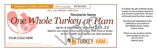 $10 Turkey or Ham Gift Certificate